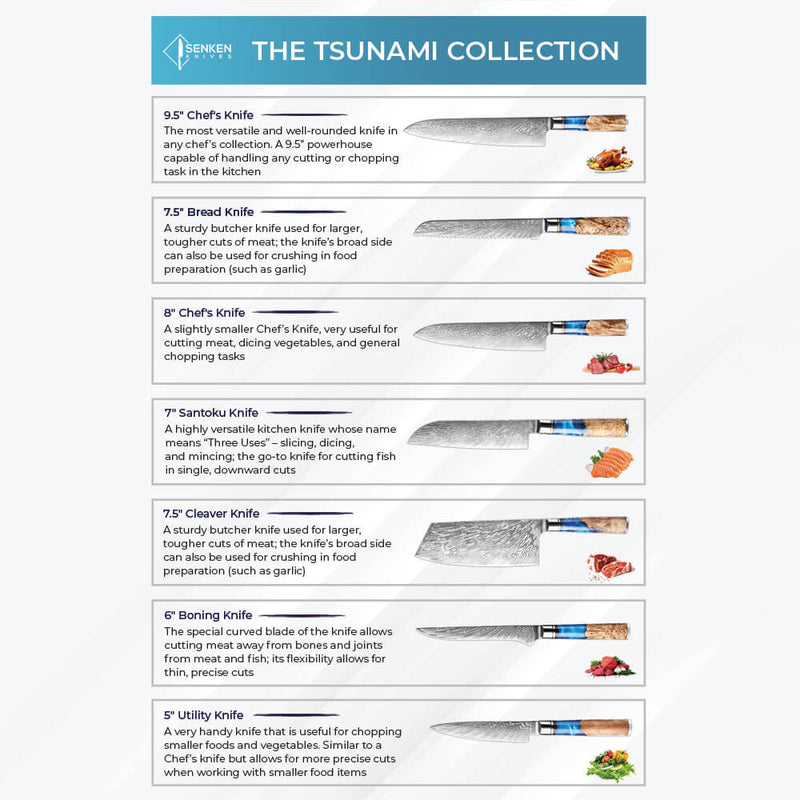 "Tsunami" Collection - Japanese VG10 Damascus Steel Knife Set