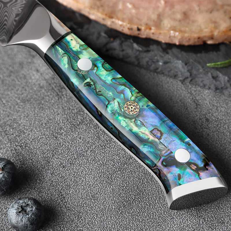 Umi Steak Knife Set Stunning Abalone Shell Handles Close Up