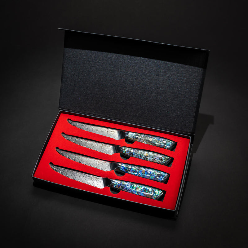 Umi 4 Piece Abalone Shell Steak Knife Set Gift Box