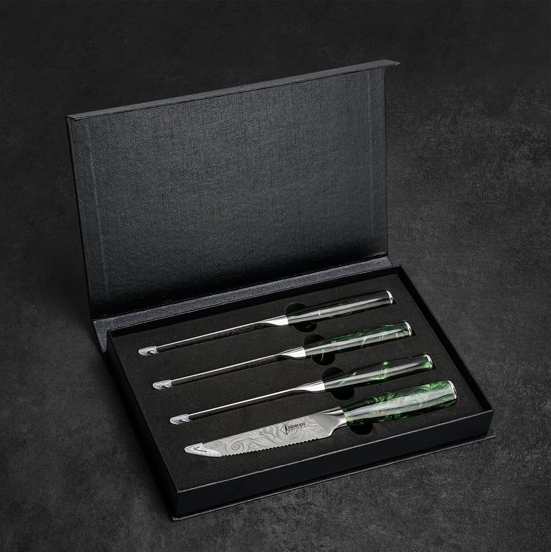 Serrated 8 Bread Knife Wasabi Collection Beautiful Engraving and Emerald  Green Resin Handle Premium High Carbon Stainless Steel 