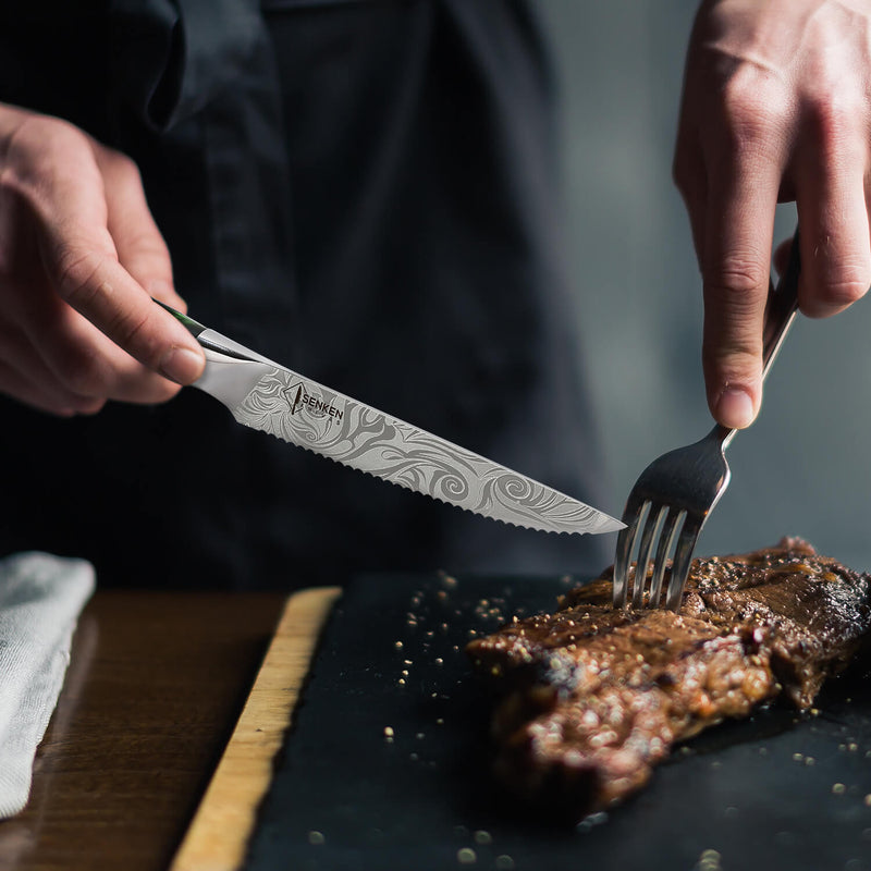 Wasabi Steak Knife Engraved Cutting Steak Senken Knives