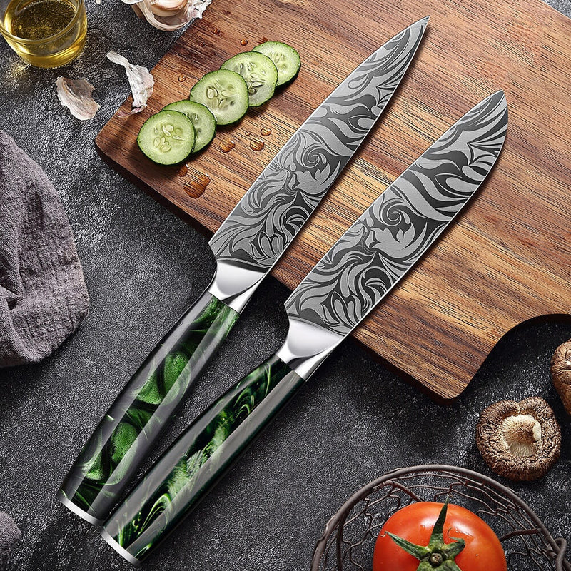 Wasabi Beautiful Engraved Knife Set