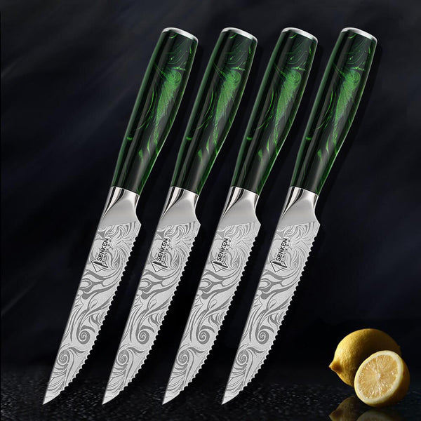 "Wasabi" Engraved Steak Knife Set (High Carbon Steel)