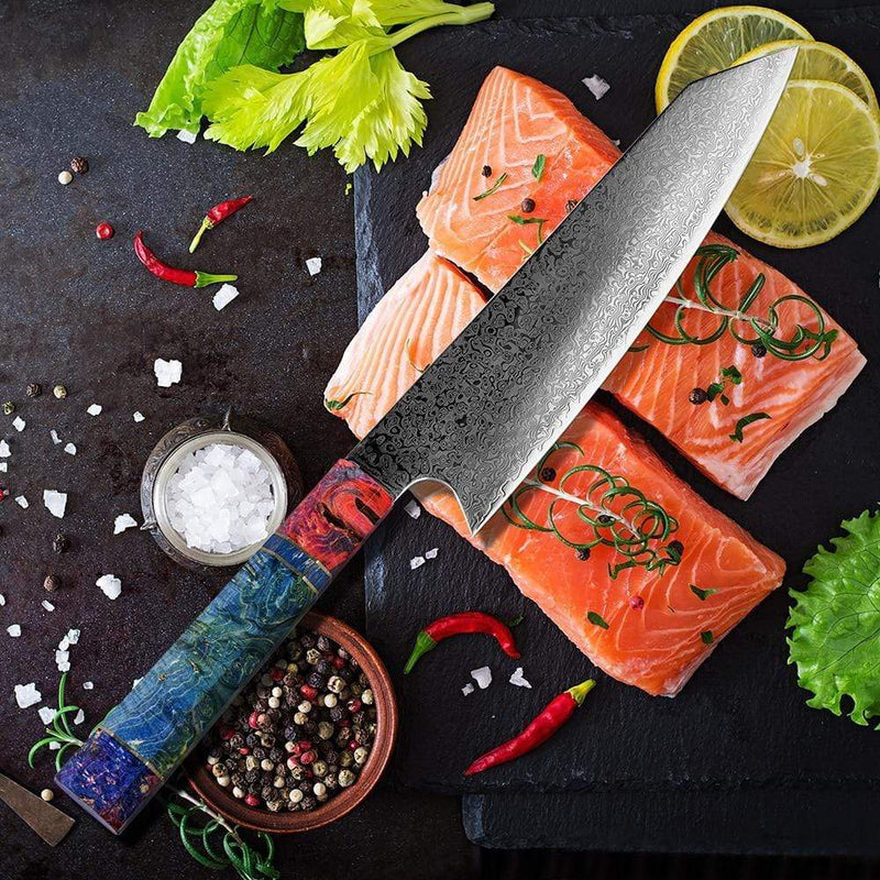 Raikiri Damascus Steel Kiritsuke Chef Knife – Senken Knives