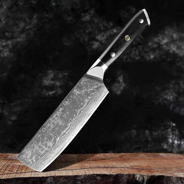 "Shogun" Collection - Japanese Damascus Steel Knife Set Senken Knives 7" Cleaver Knife 