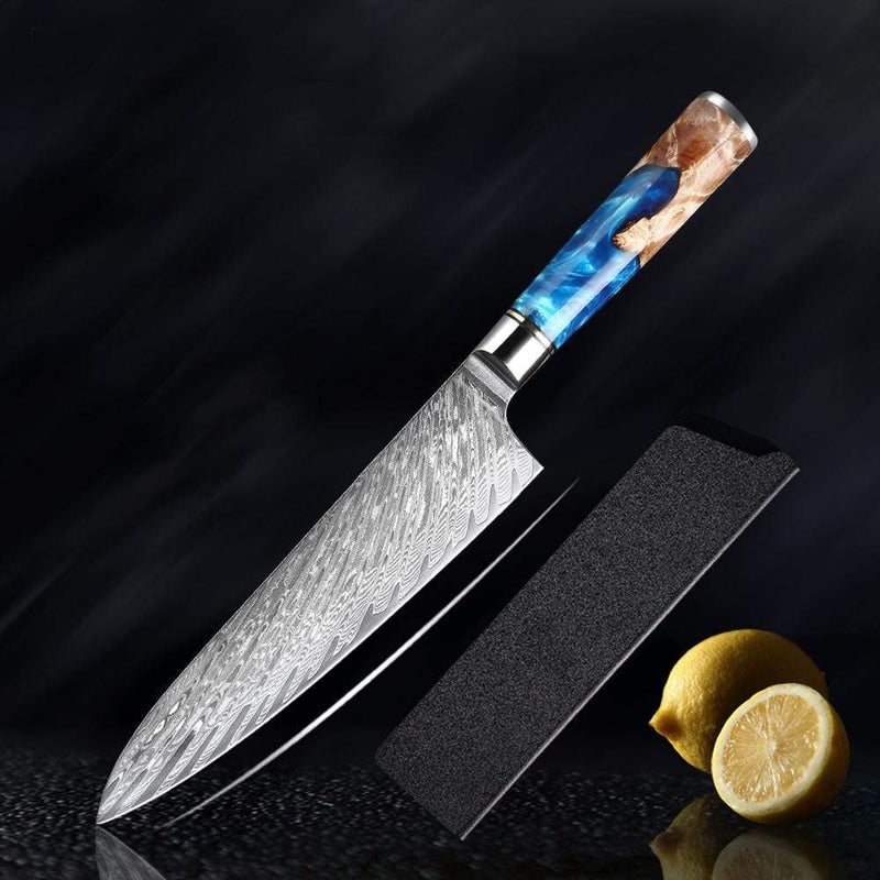 "Tsunami" Collection - Japanese Damascus Steel Knife Set Senken Knives 8" Chef's Knife 